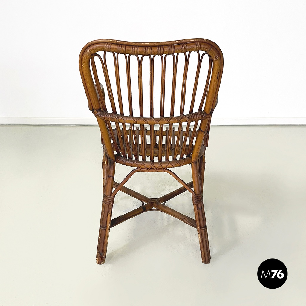 Sedie con braccioli in rattan, 1960 ca.