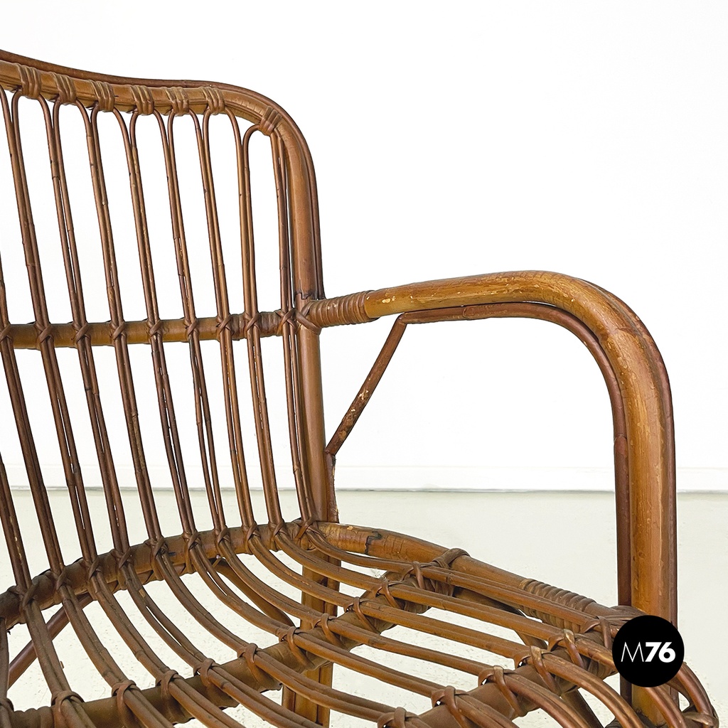 Sedie con braccioli in rattan, 1960 ca.
