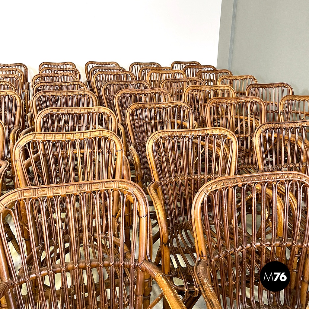 Sedie con braccioli in rattan, 1960 ca.