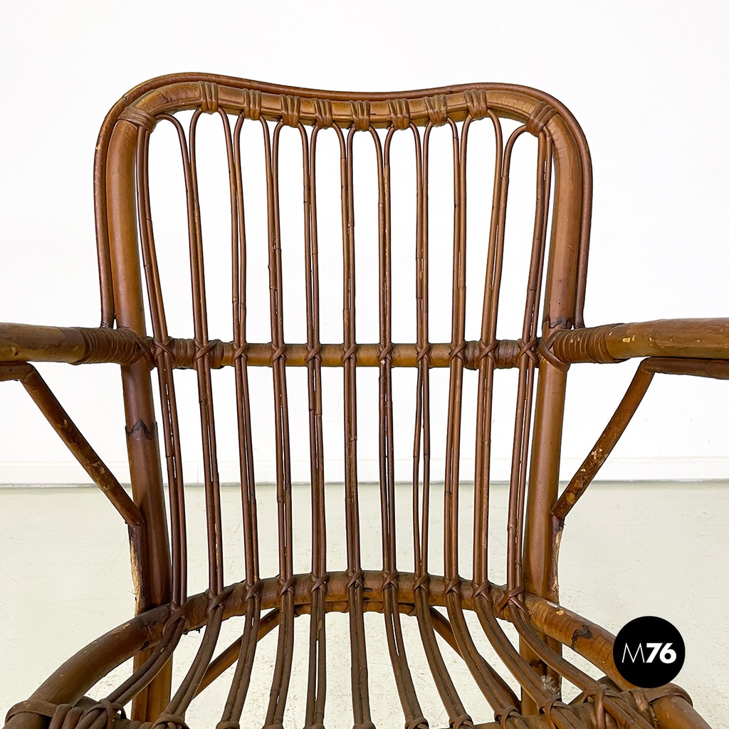 Sedie con braccioli in rattan, 1960 ca.