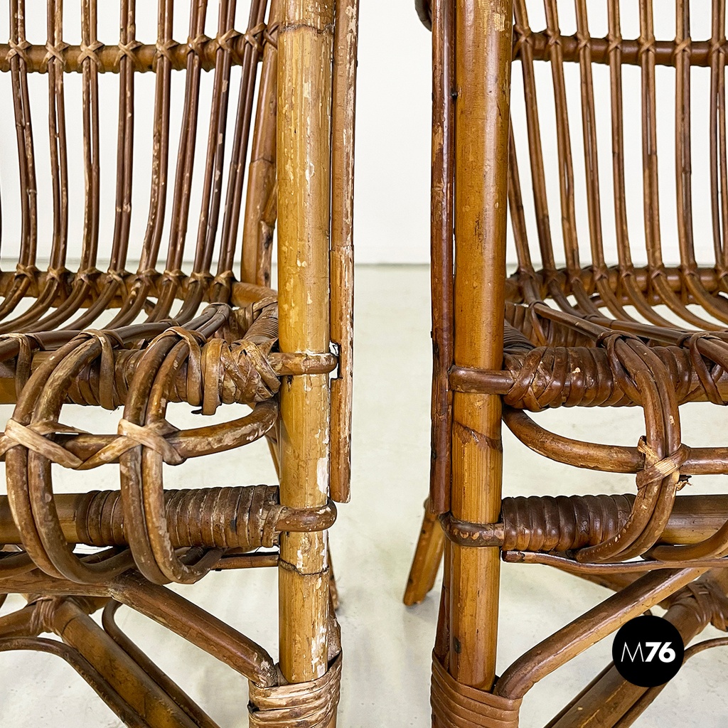 Sedie con braccioli in rattan, 1960 ca.