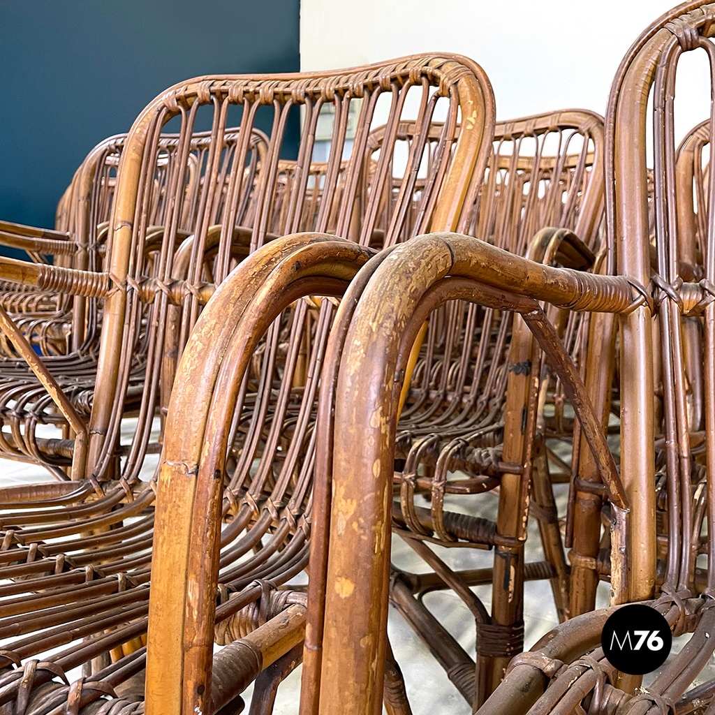Sedie con braccioli in rattan, 1960 ca.