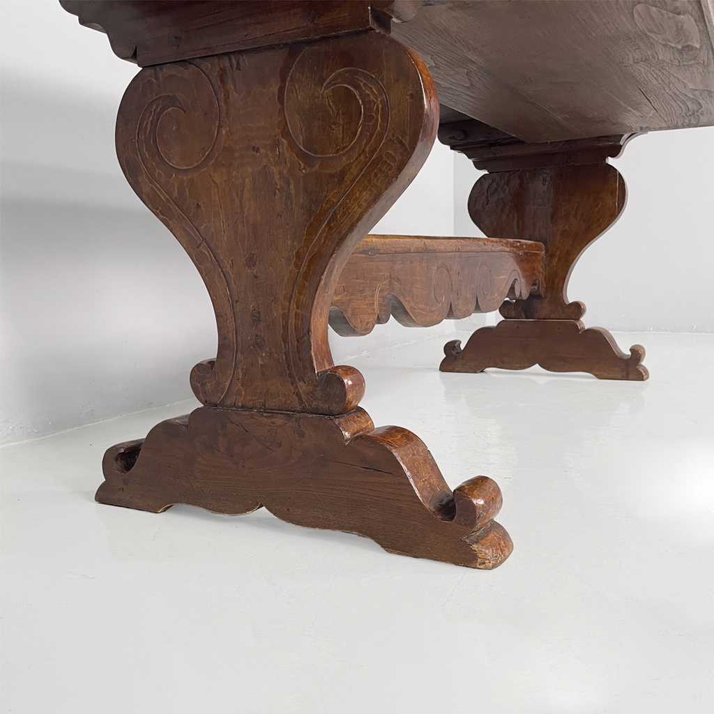 Tavolo da pranzo fratino in legno, 1700 ca.