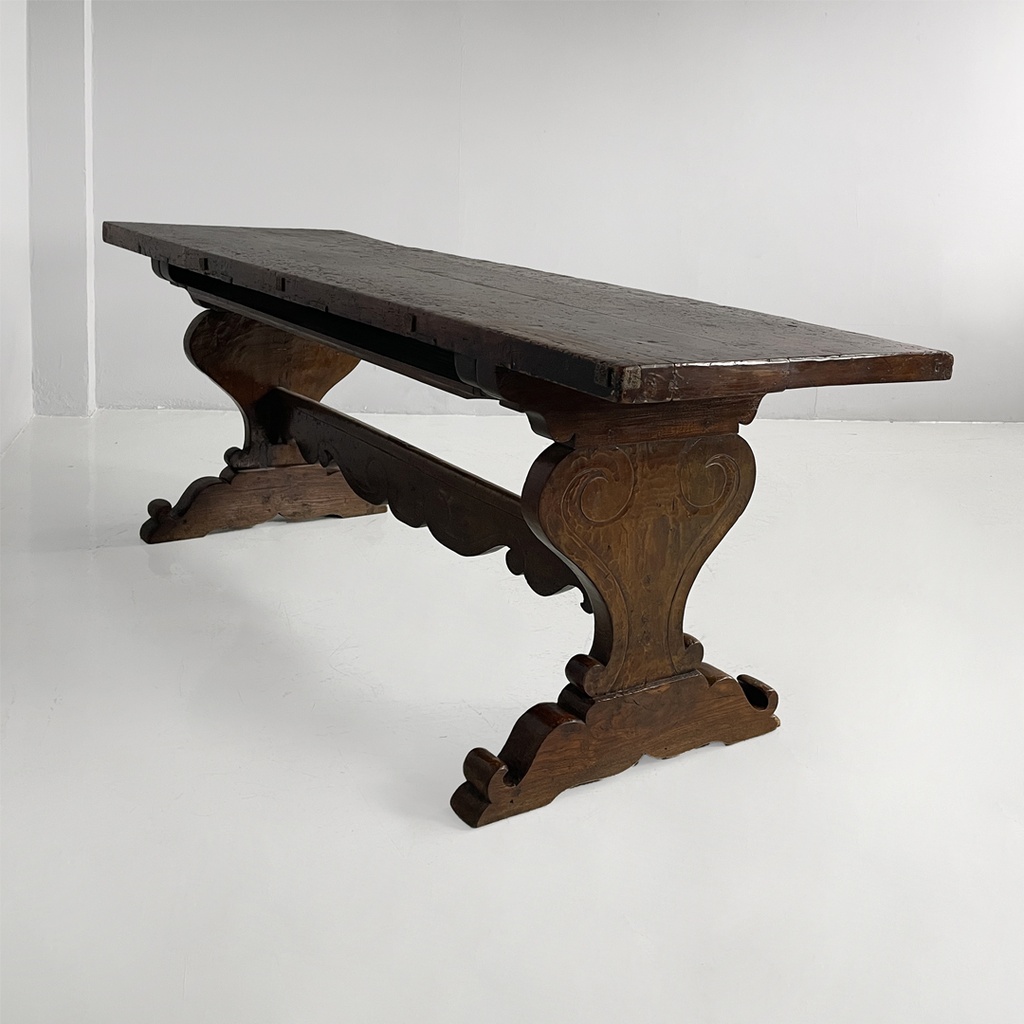 Tavolo da pranzo fratino in legno, 1700 ca.