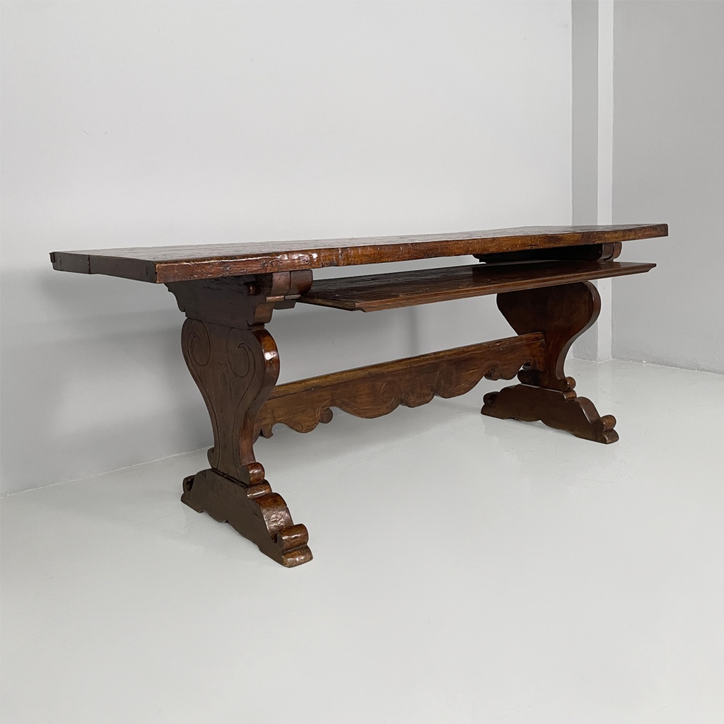 Tavolo da pranzo fratino in legno, 1700 ca.