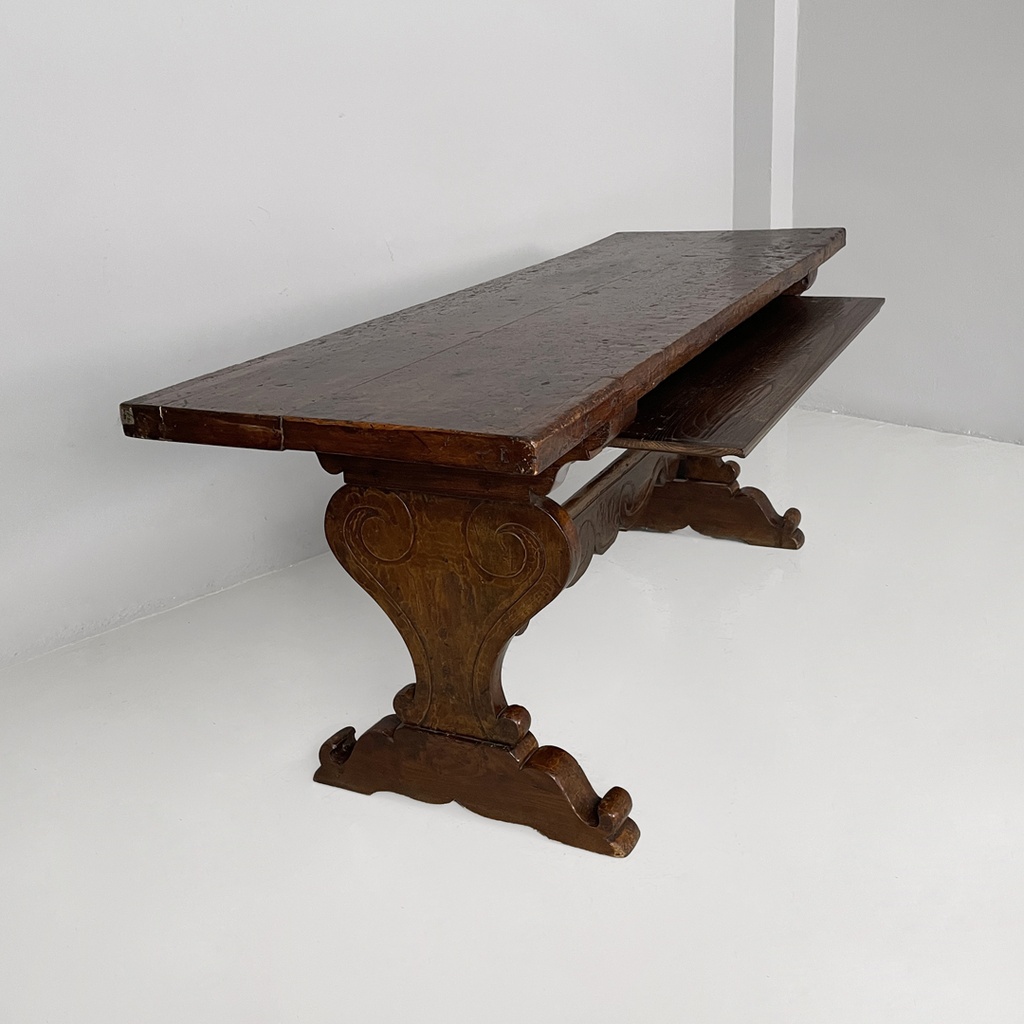 Tavolo da pranzo fratino in legno, 1700 ca.