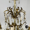 Lampadario a gocce in vetro e ottone, 1900-1950 ca.