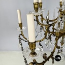Lampadario a gocce in vetro e ottone, 1900-1950 ca.
