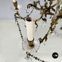Lampadario a gocce in vetro e ottone, 1900-1950 ca.