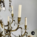 Lampadario a gocce in vetro e ottone, 1900-1950 ca.
