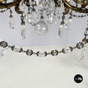 Lampadario a gocce in vetro e ottone, 1900-1950 ca.