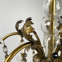 Lampadario a gocce in vetro e ottone, 1900-1950 ca.