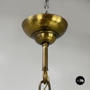 Lampadario a gocce in vetro e ottone, 1900-1950 ca.