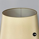 Lampada da terra in legno verde, ottone e tessuto, 1950 ca.