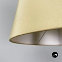 Lampada da terra in legno verde, ottone e tessuto, 1950 ca.