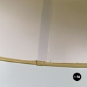 Lampada da terra in legno verde, ottone e tessuto, 1950 ca.