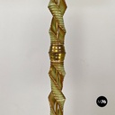 Lampada da terra in legno verde, ottone e tessuto, 1950 ca.