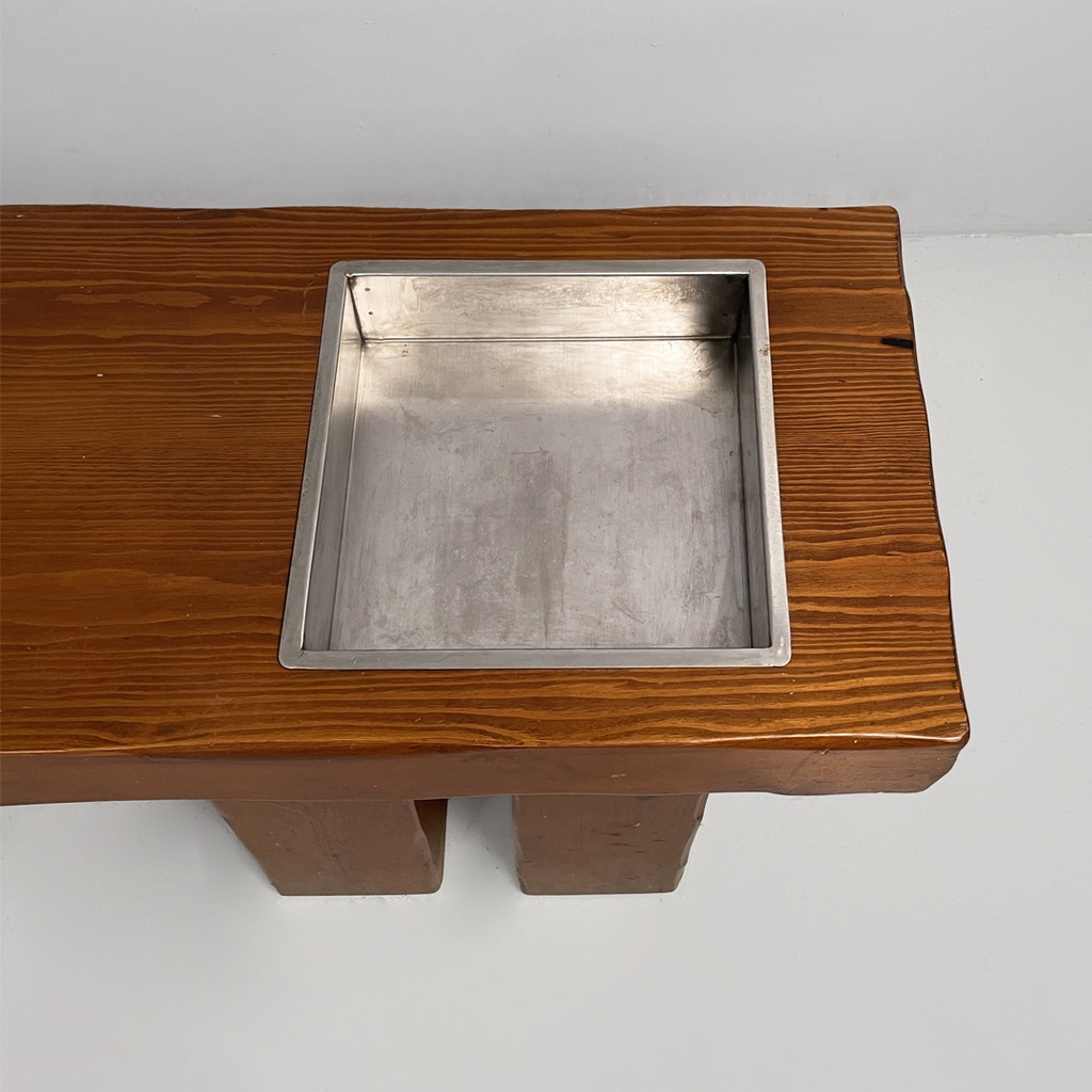 Panca in legno con fioriera, 1970 ca. 
