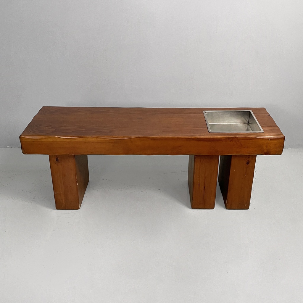 Panca in legno con fioriera, 1970 ca. 