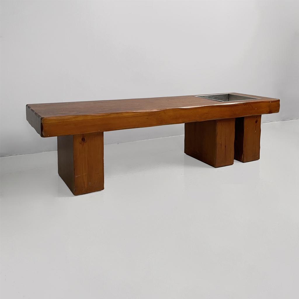 Panca in legno con fioriera, 1970 ca. 