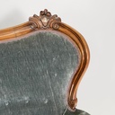 Divano in velluto azzurro e legno, 1930 ca.