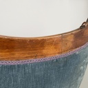 Divano in velluto azzurro e legno, 1930 ca.