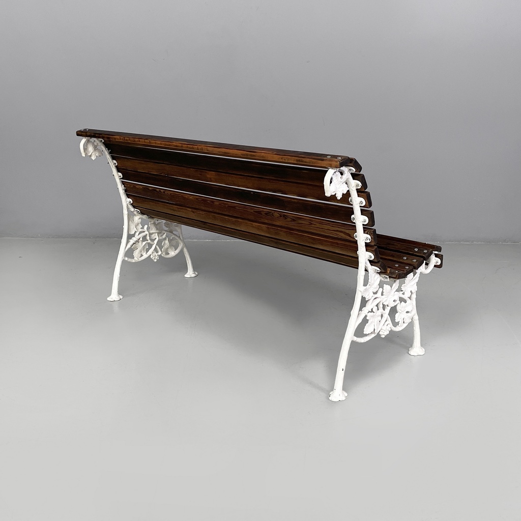 Panchina in legno e ghisa bianca, 1930 ca.