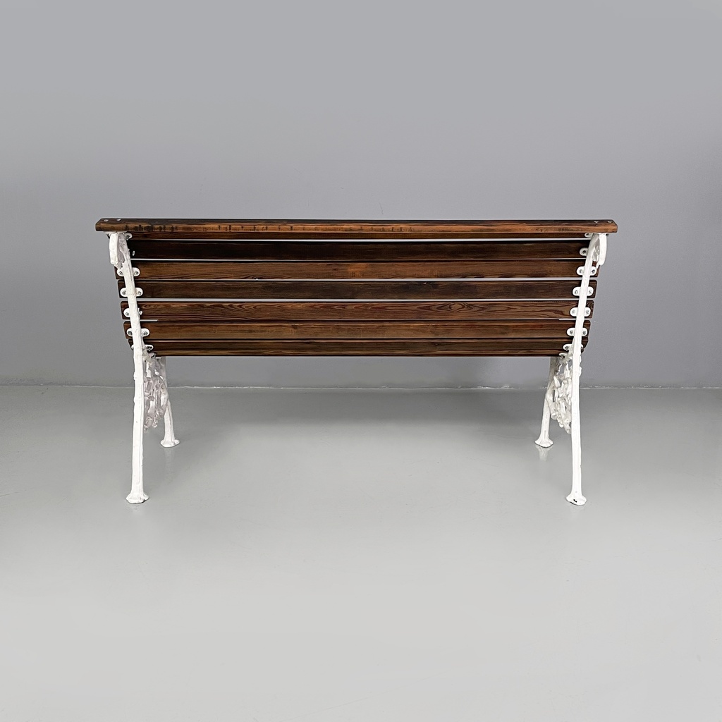 Panchina in legno e ghisa bianca, 1930 ca.