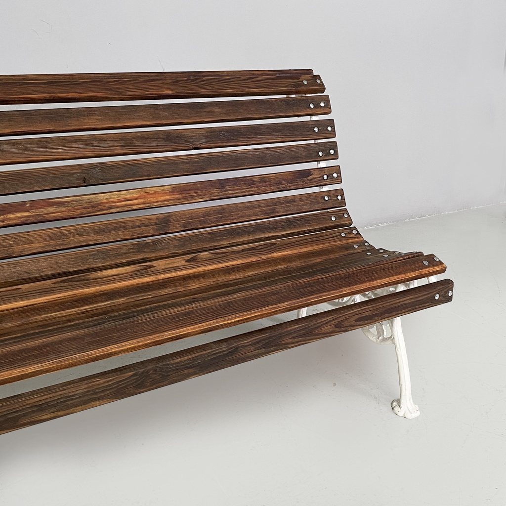 Panchina in legno e ghisa bianca, 1930 ca.