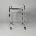 Carrello in vetro e acciaio, 1970 ca. 