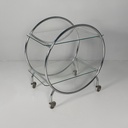 Carrello in vetro e acciaio, 1970 ca. 