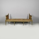 Panca in legno e tessuto, 1800 ca.