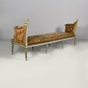 Panca in legno e tessuto, 1800 ca.