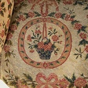 Panca in legno e tessuto, 1800 ca.