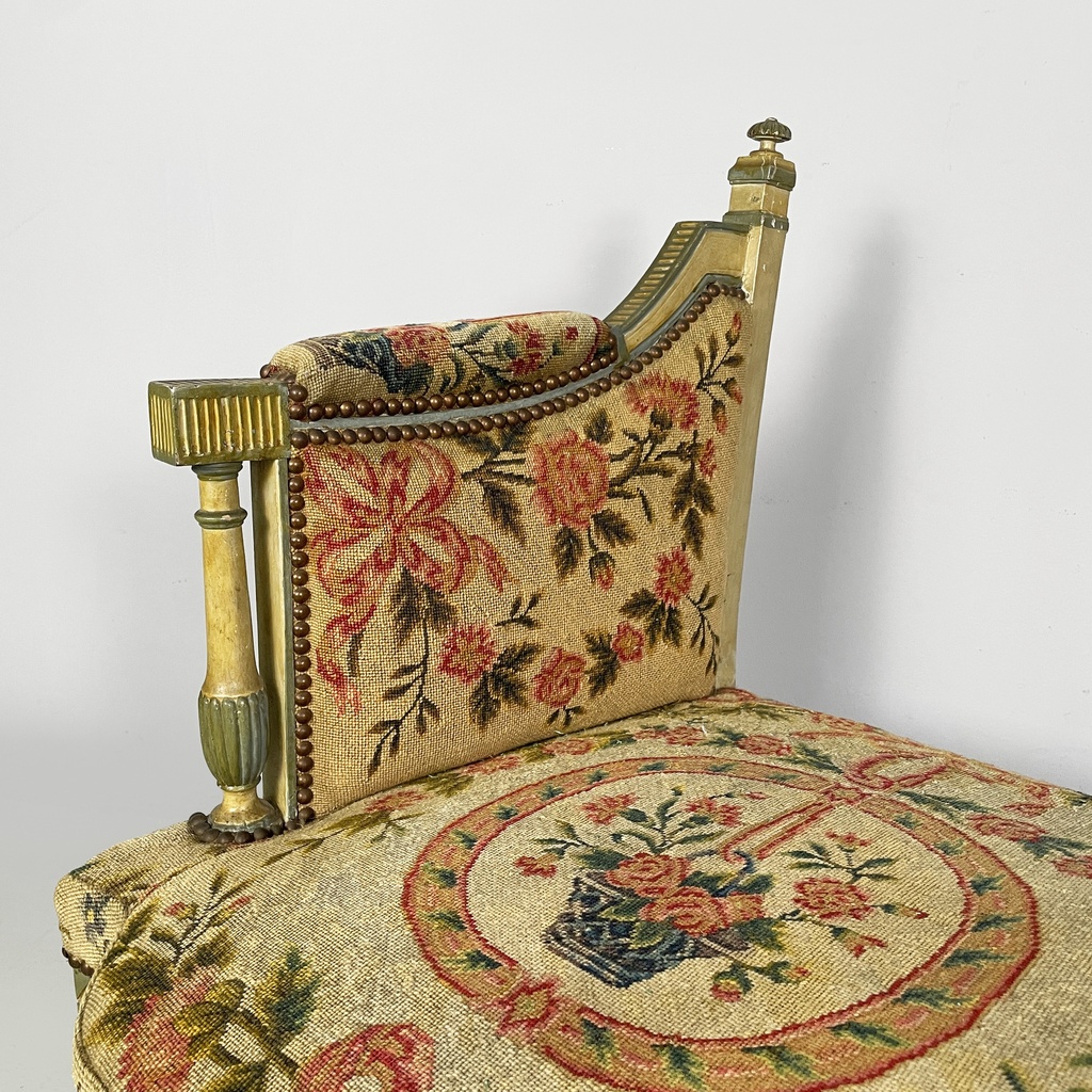 Panca in legno e tessuto, 1800 ca.