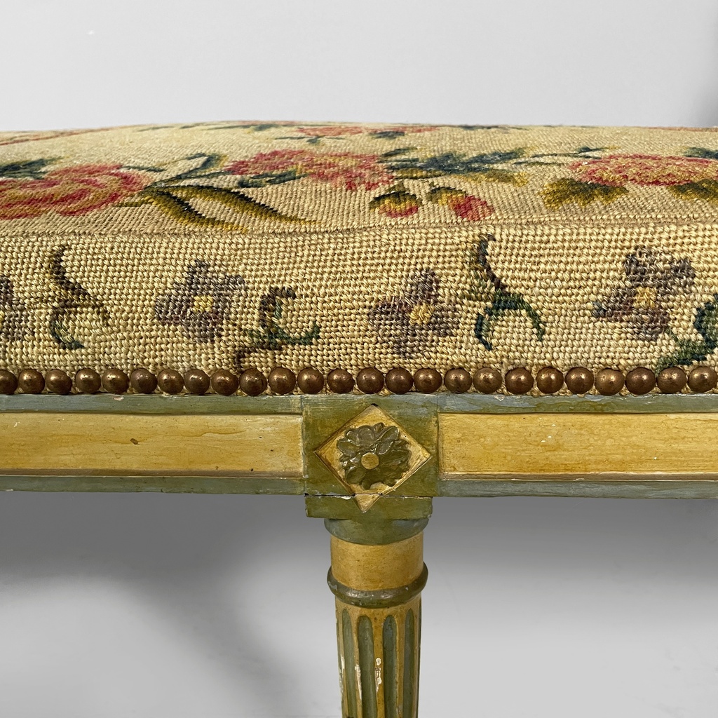 Panca in legno e tessuto, 1800 ca.