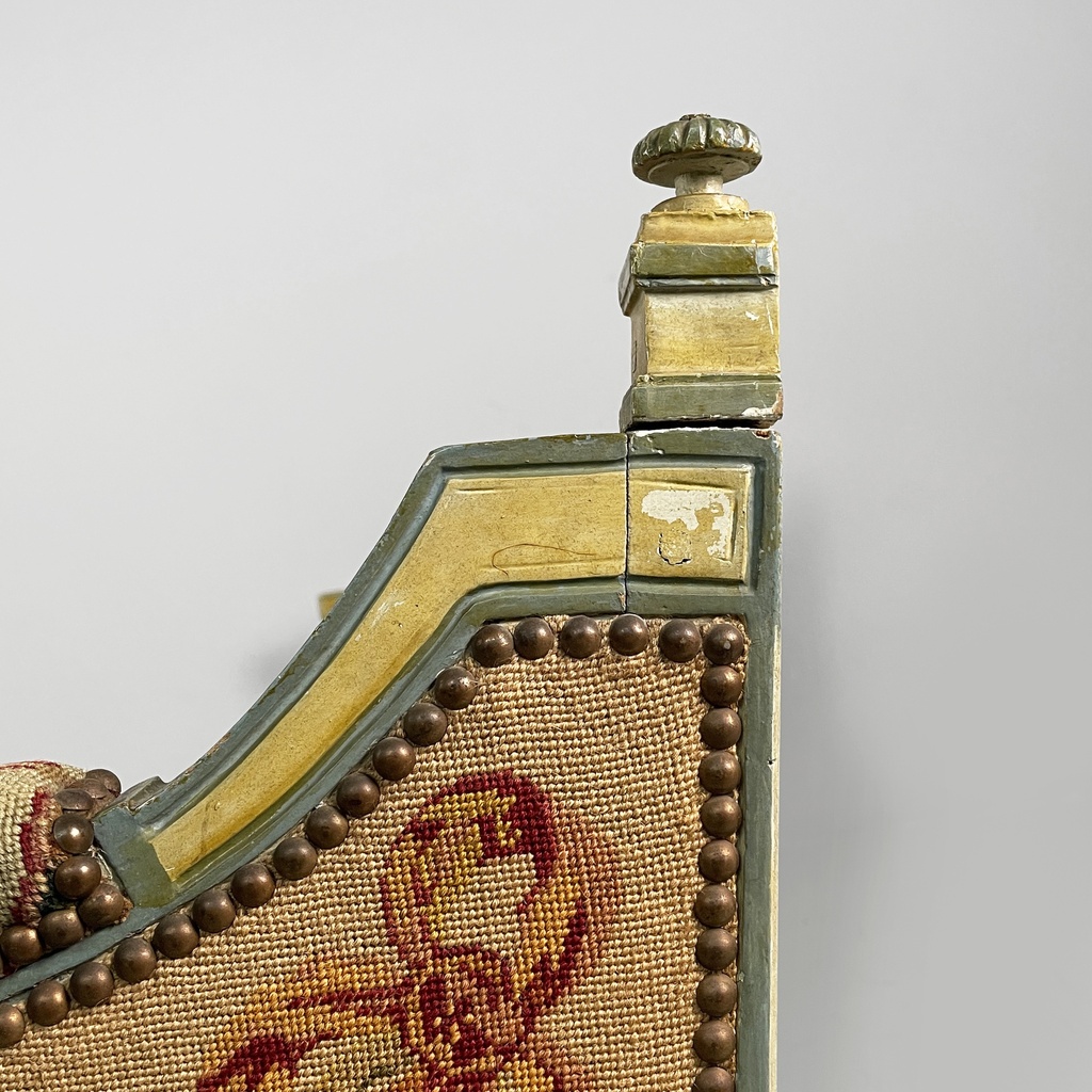 Panca in legno e tessuto, 1800 ca.