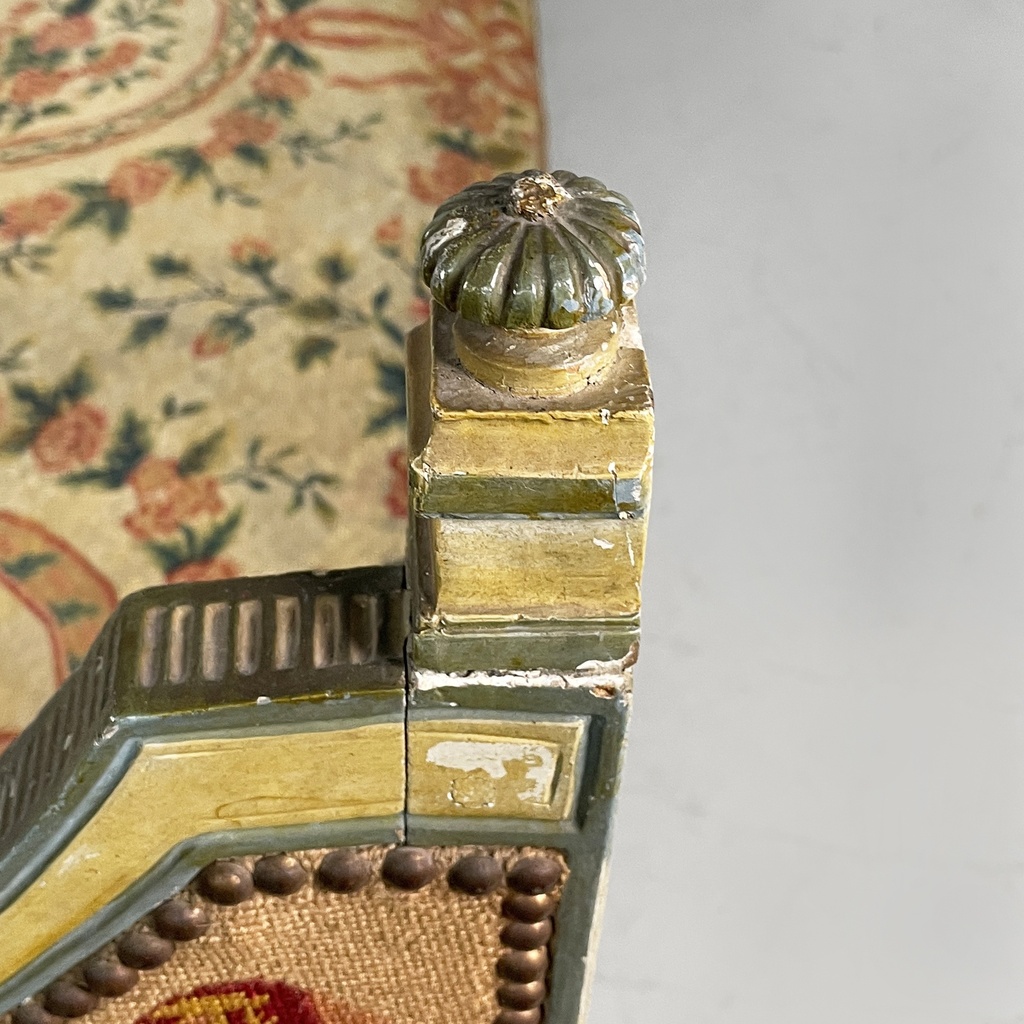 Panca in legno e tessuto, 1800 ca.