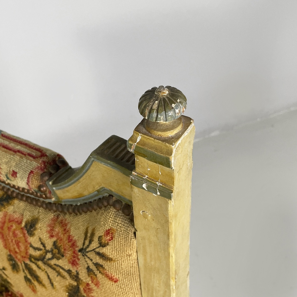 Panca in legno e tessuto, 1800 ca.