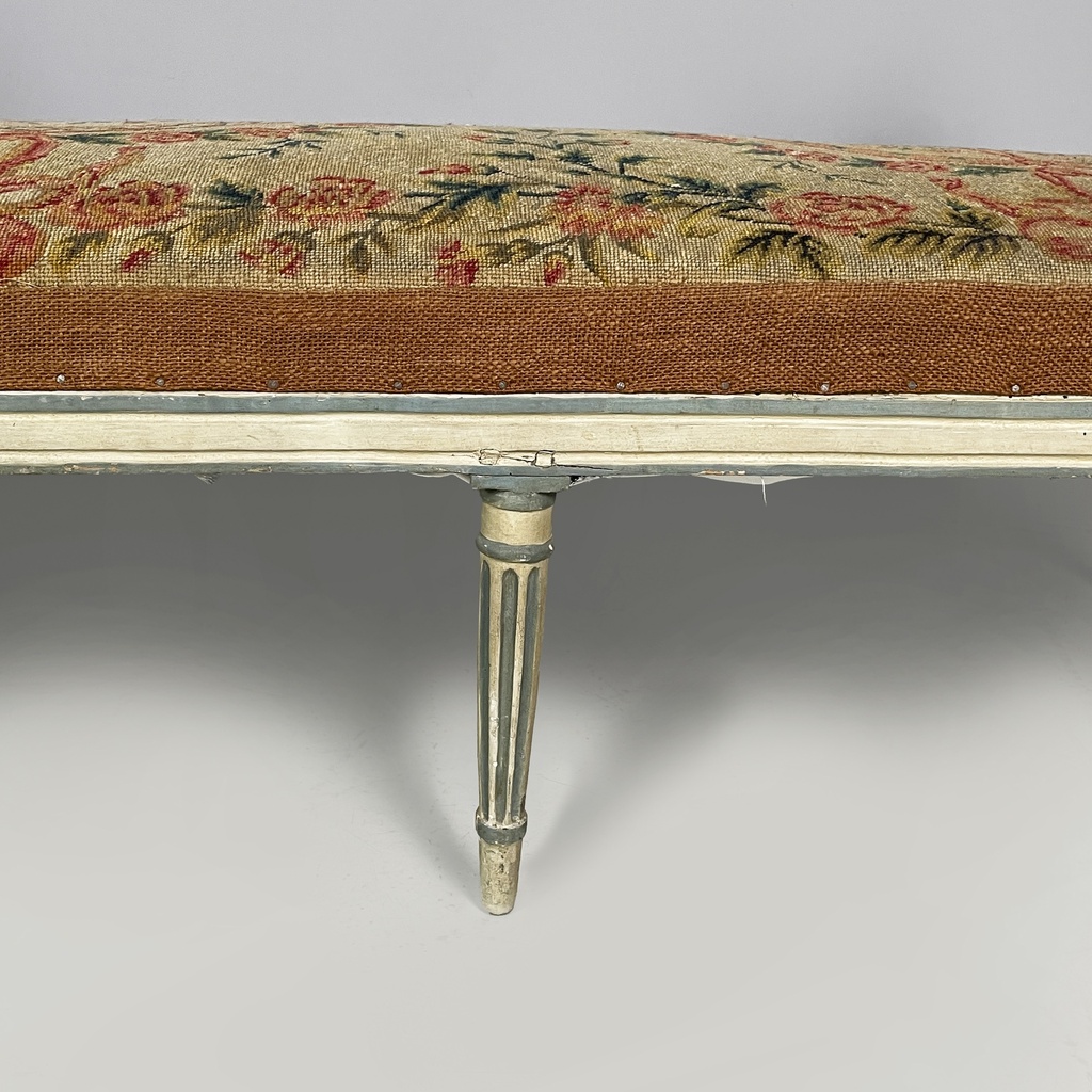 Panca in legno e tessuto, 1800 ca.
