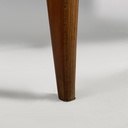 Panca in pelle bianca e legno, 1940 ca.
