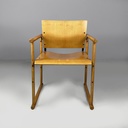 Sedie con braccioli in legno e metallo nero, 1970 ca. 