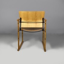 Sedie con braccioli in legno e metallo nero, 1970 ca. 