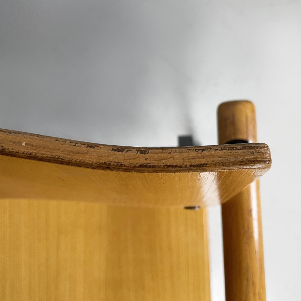 Sedie con braccioli in legno e metallo nero, 1970 ca. 