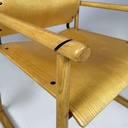 Sedie con braccioli in legno e metallo nero, 1970 ca. 