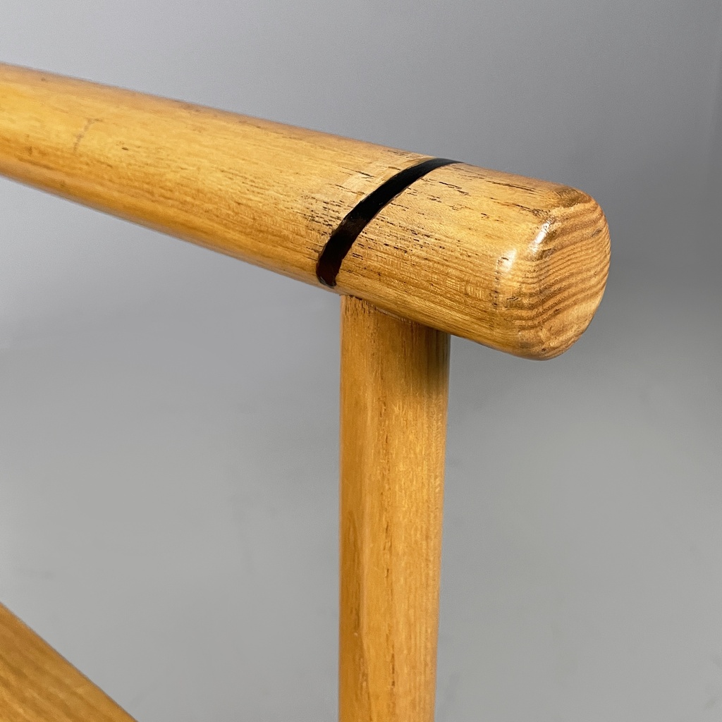 Sedie con braccioli in legno e metallo nero, 1970 ca. 