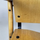 Sedie con braccioli in legno e metallo nero, 1970 ca. 