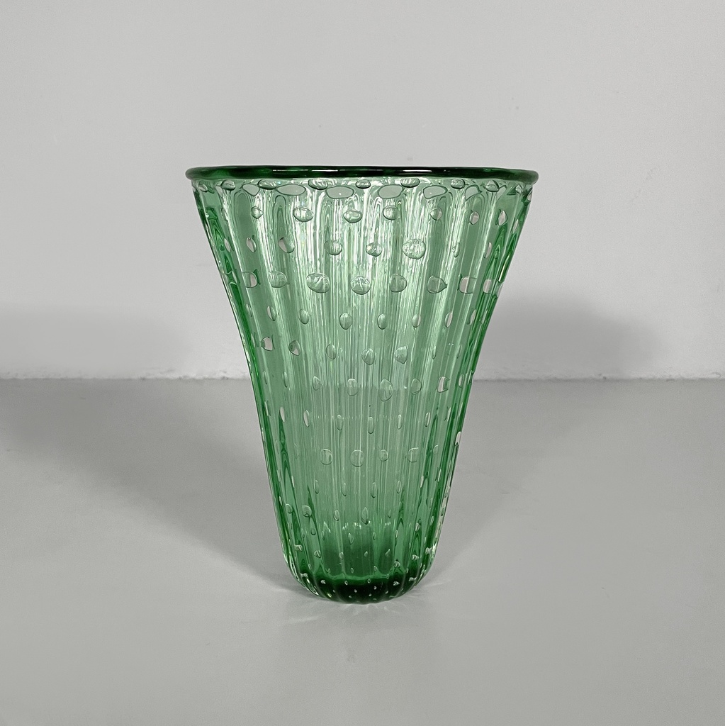 Vaso in vetro verde, 1980 ca.