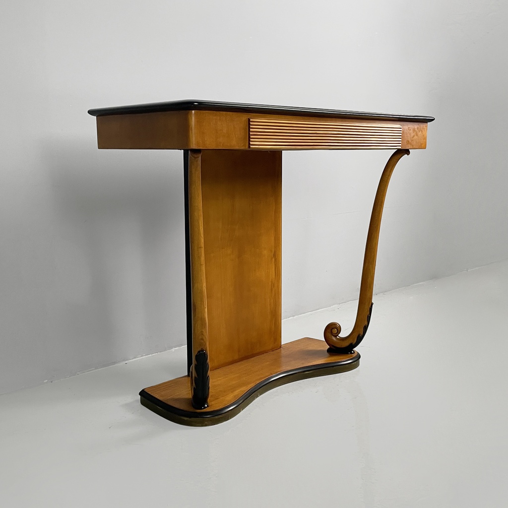 Consolle in legno e vetro, 1930 ca. 