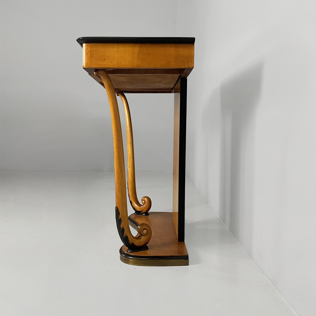 Consolle in legno e vetro, 1930 ca. 
